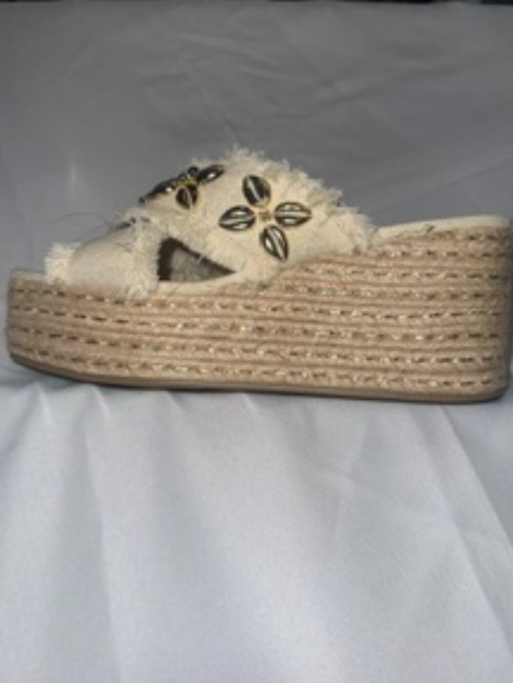 Yes Girl, Wedge Sandals Metallic Gold, Cross Straps Burlap